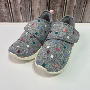 Carters kids girls canvas grey sneakers shoes multi colored polka dot size 12M